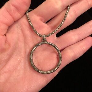 Elegant Silver Tone Circle Pendant Necklace